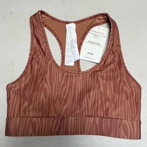 Brand New Fabletics Sports Bra XS/4 Sage Printed Medium Impact Brown Woodgrain